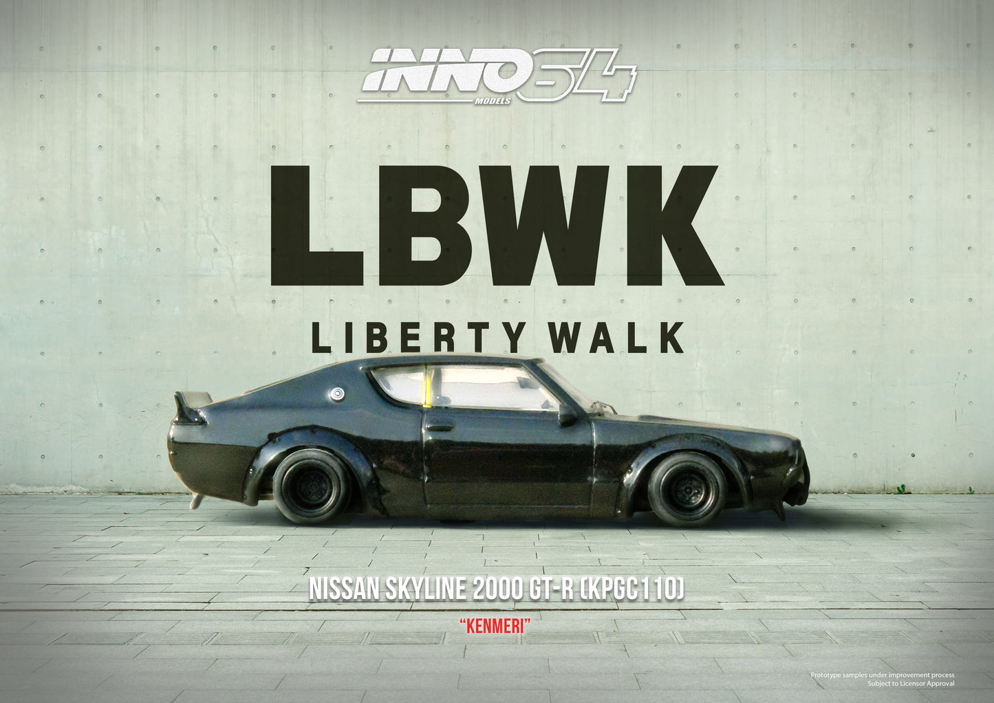 Inno64 1/64 NISSAN SKYLINE 2000 GT-R (KPGC110) "KENMERI" Black