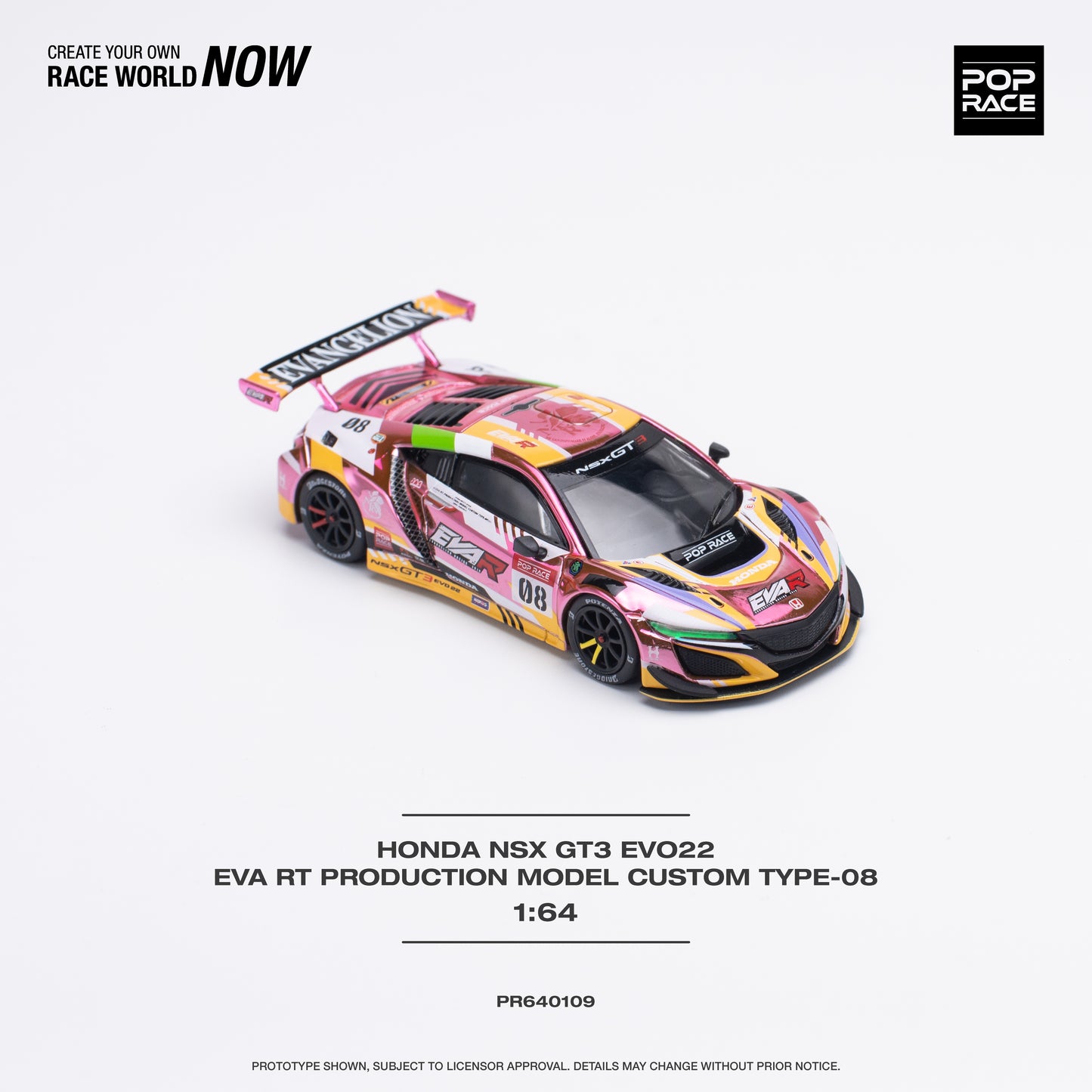 Pop Race 1/64 HONDA NSX GT3 EVO22 EVA RT PRODUCTION MODEL CUSTOM TYPE-08