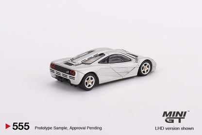 Mini GT 1/64 McLaren F1 – Magnesium Silver – Mijo Exclusives ***in clamshell blisters***