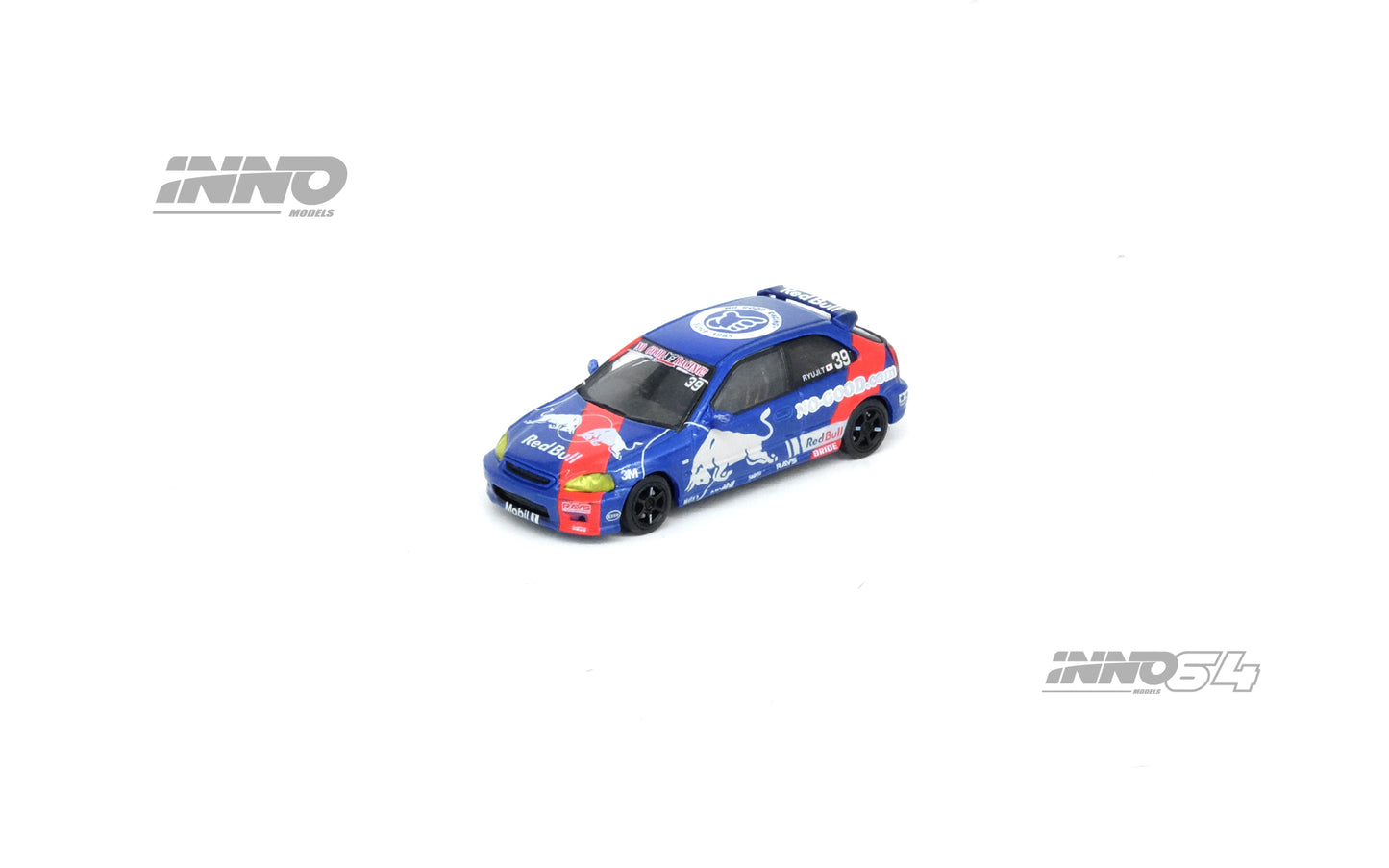 Inno64 1/64 HONDA CIVIC Type-R (EK9) "NO GOOD RACING" Red Bull Livery
