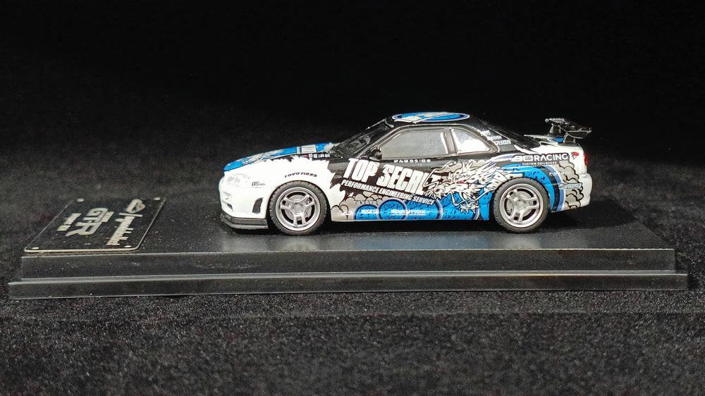 Model Collect 1/64 Skyline GT-R5Mk5 R34 V-SPEC-II - Top Secret Blue