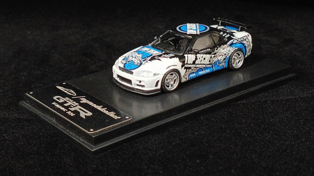 Model Collect 1/64 Skyline GT-R5Mk5 R34 V-SPEC-II - Top Secret Blue