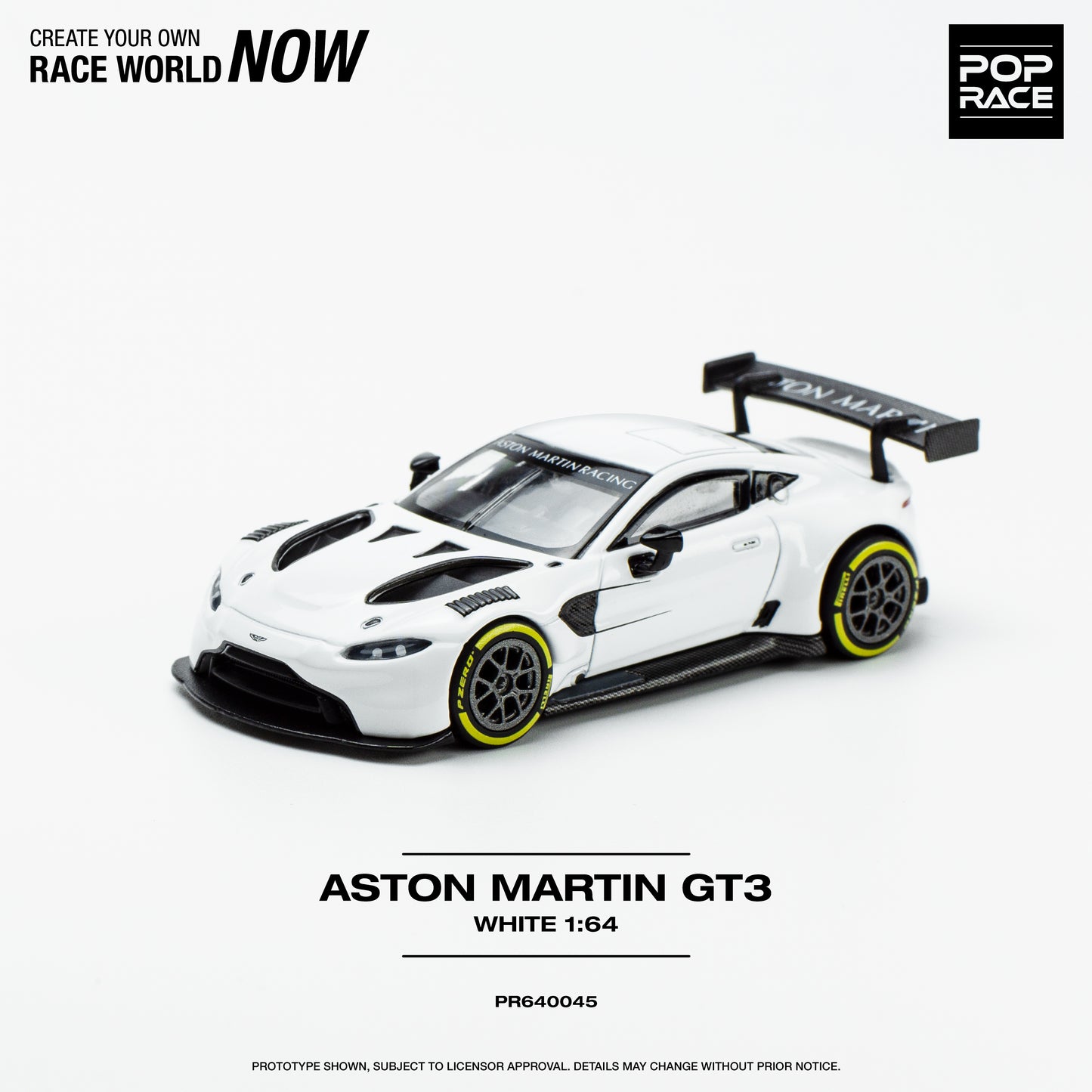 Pop Race 1/64 ASTON MARTIN GT3 WHITE