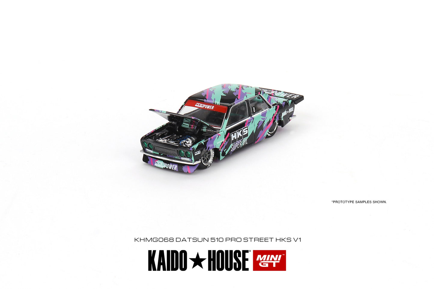 Mini GT x Kaido★House 1/64 Datsun 510 Pro Street HKS V1 – Black Green – Limited Edition