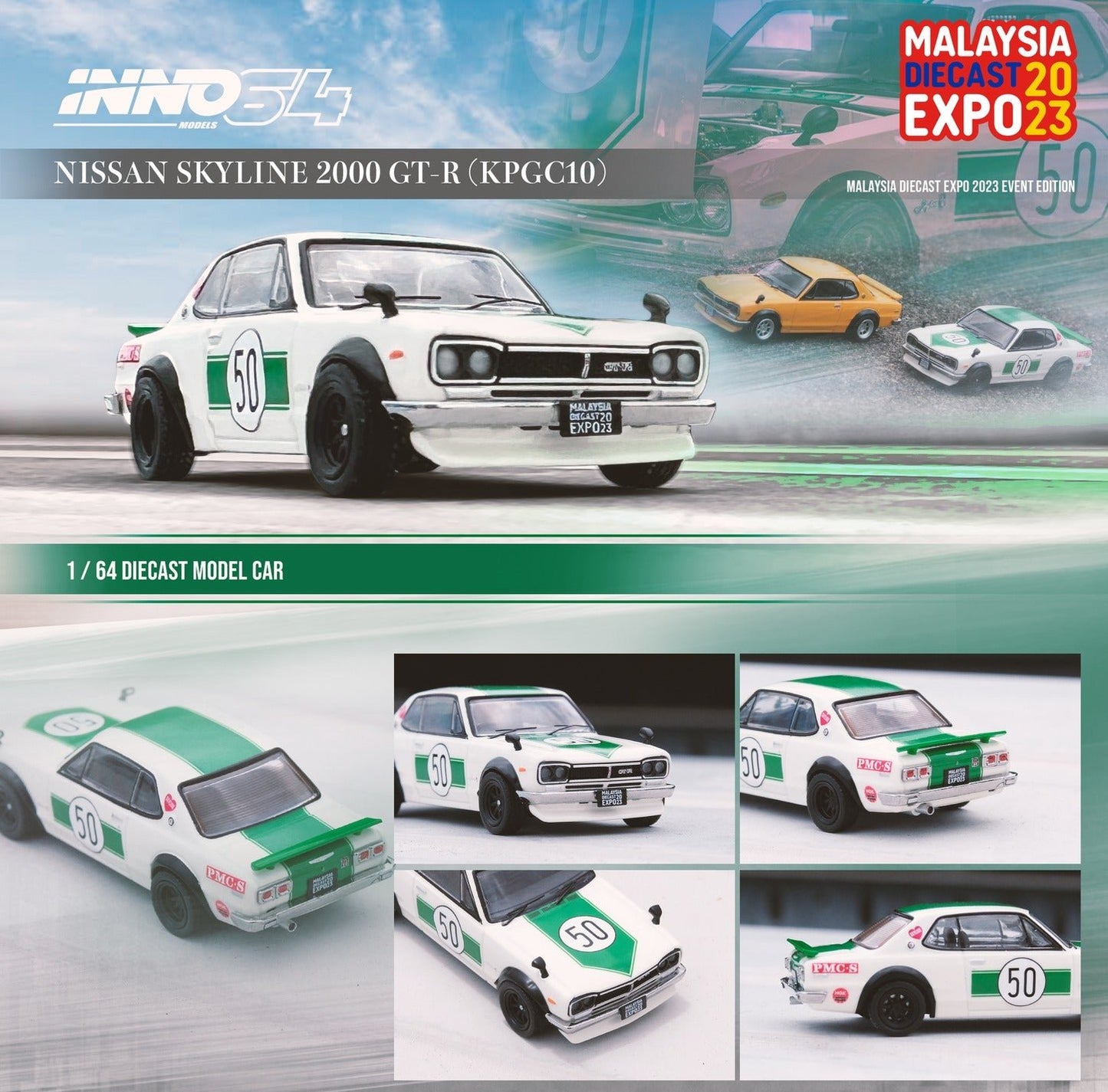 Inno64 1/64 NISSAN SKYLINE 2000 GT-R (KPGC10) MALAYSIA DIECAST EXPO 2023 Event Edtion