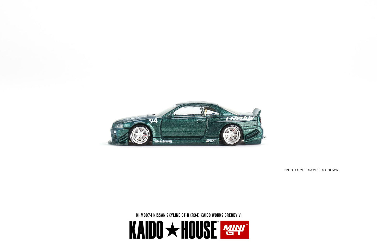 Mini GT x Kaido House 1/64 Nissan Skyline GT-R R34 Kaido Works Greddy