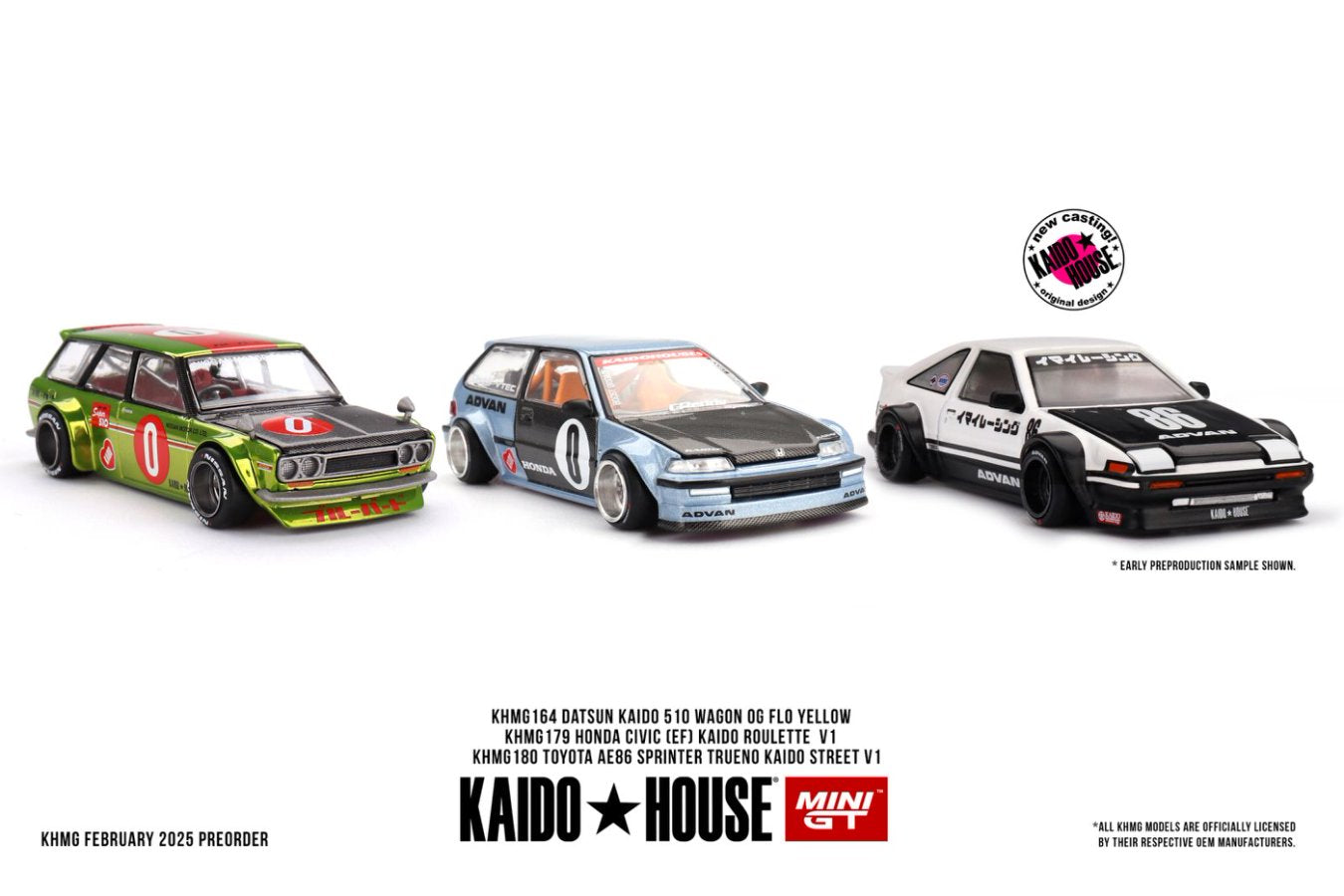 Mini GT x Kaido★House
1/64 Datsun KAIDO 510 Wagon OG Flo Yellow