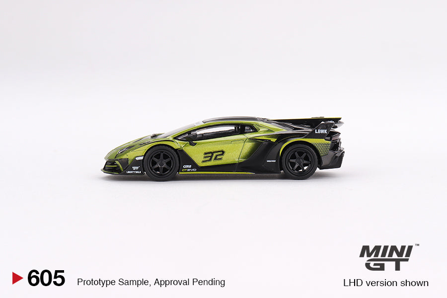 Mini GT 1/64 Lamborghini LB-Silhouette WORKS Aventador GT EVO – Lime ***in clamshell blister***