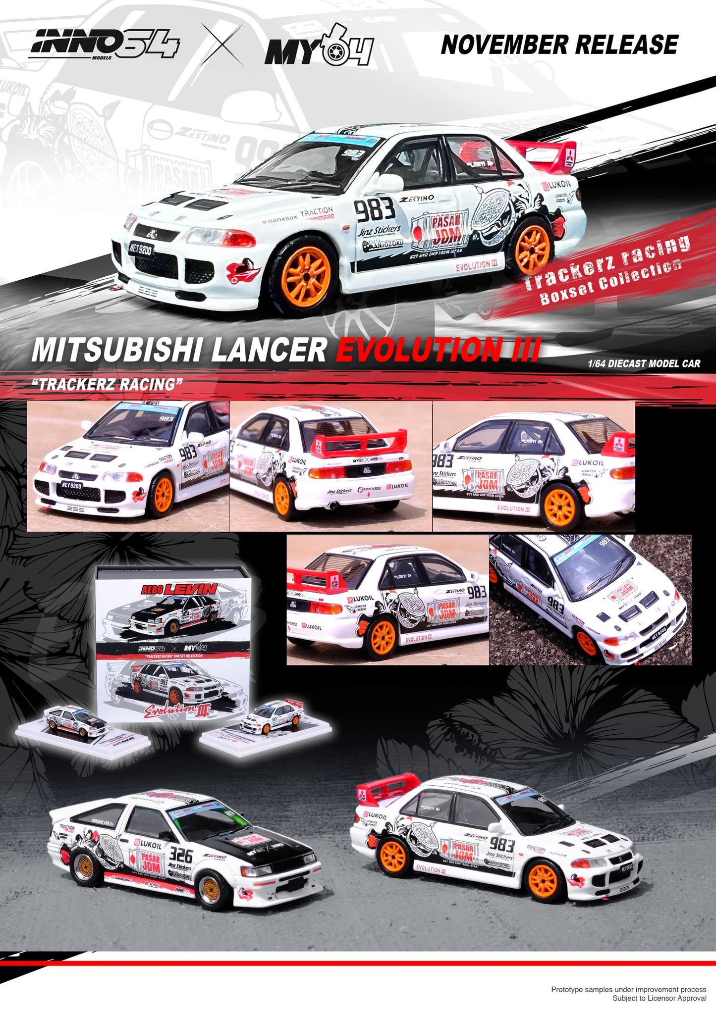 Inno64 1/64 MITSUBISHI LANCER EVOLUTION III "TRACKERZ RACING"