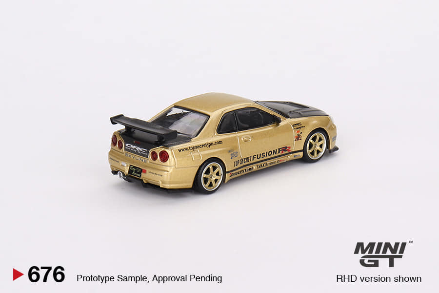 Mini GT 1/64 Japan Exclusives Nissan GT-R R34 Top Secret Gold