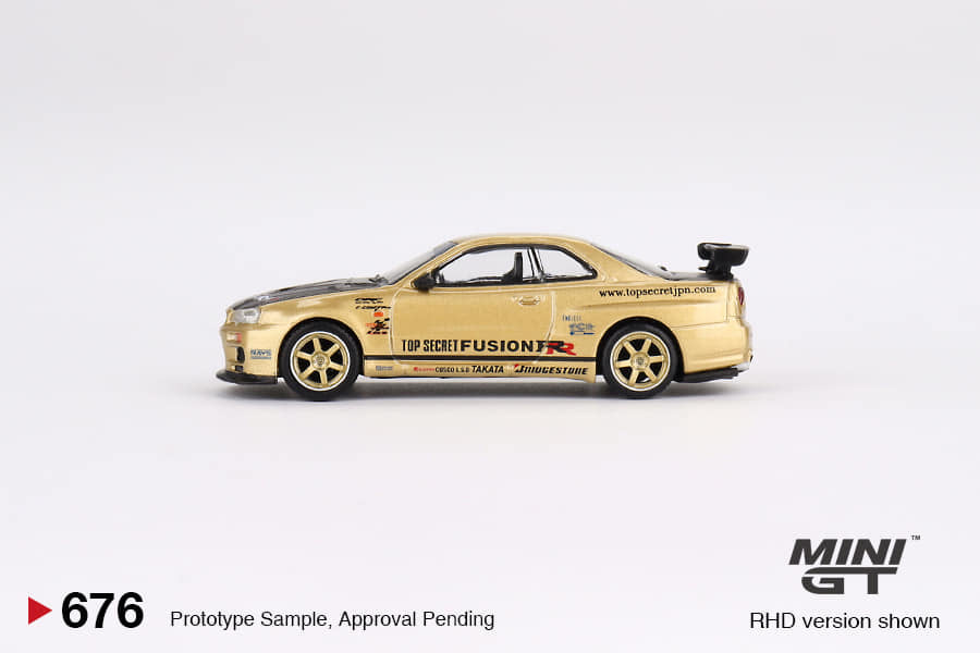 Mini GT 1/64 Japan Exclusives Nissan GT-R R34 Top Secret Gold