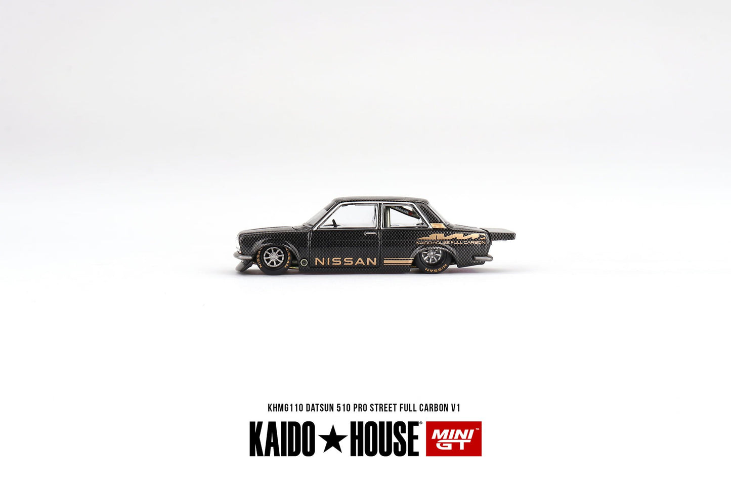 Mini GT x Kaido★House 1/64 Datsun 510 Pro Street Full Carbon V1- Black Carbon