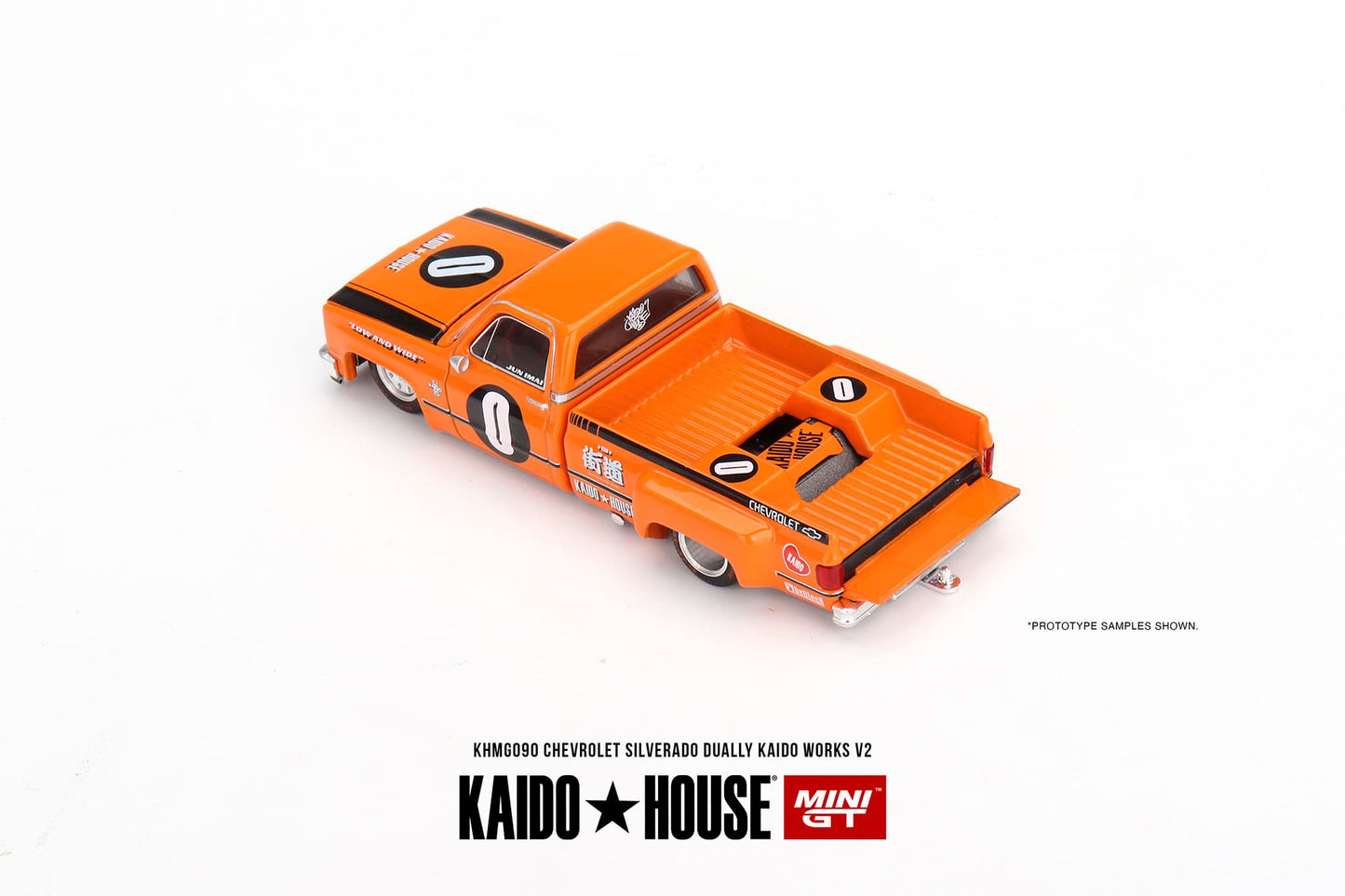 Mini GT x Kaido★House 1/64 Chevrolet Silverado Dually KAIDO WORKS V2 – Orange