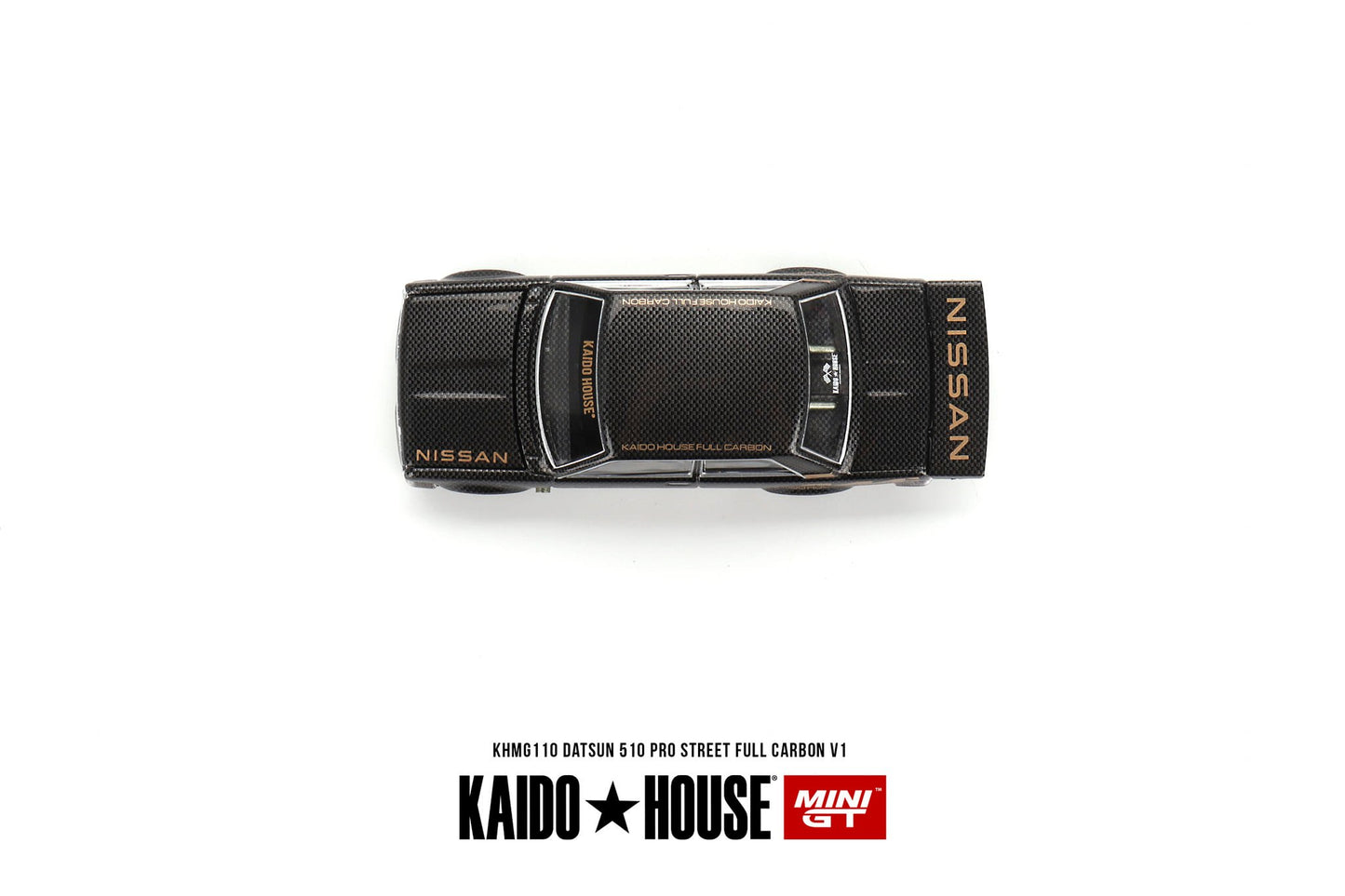 Mini GT x Kaido★House 1/64 Datsun 510 Pro Street Full Carbon V1- Black Carbon