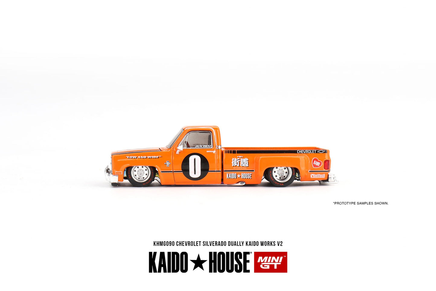 Mini GT x Kaido★House 1/64 Chevrolet Silverado Dually KAIDO WORKS V2 – Orange