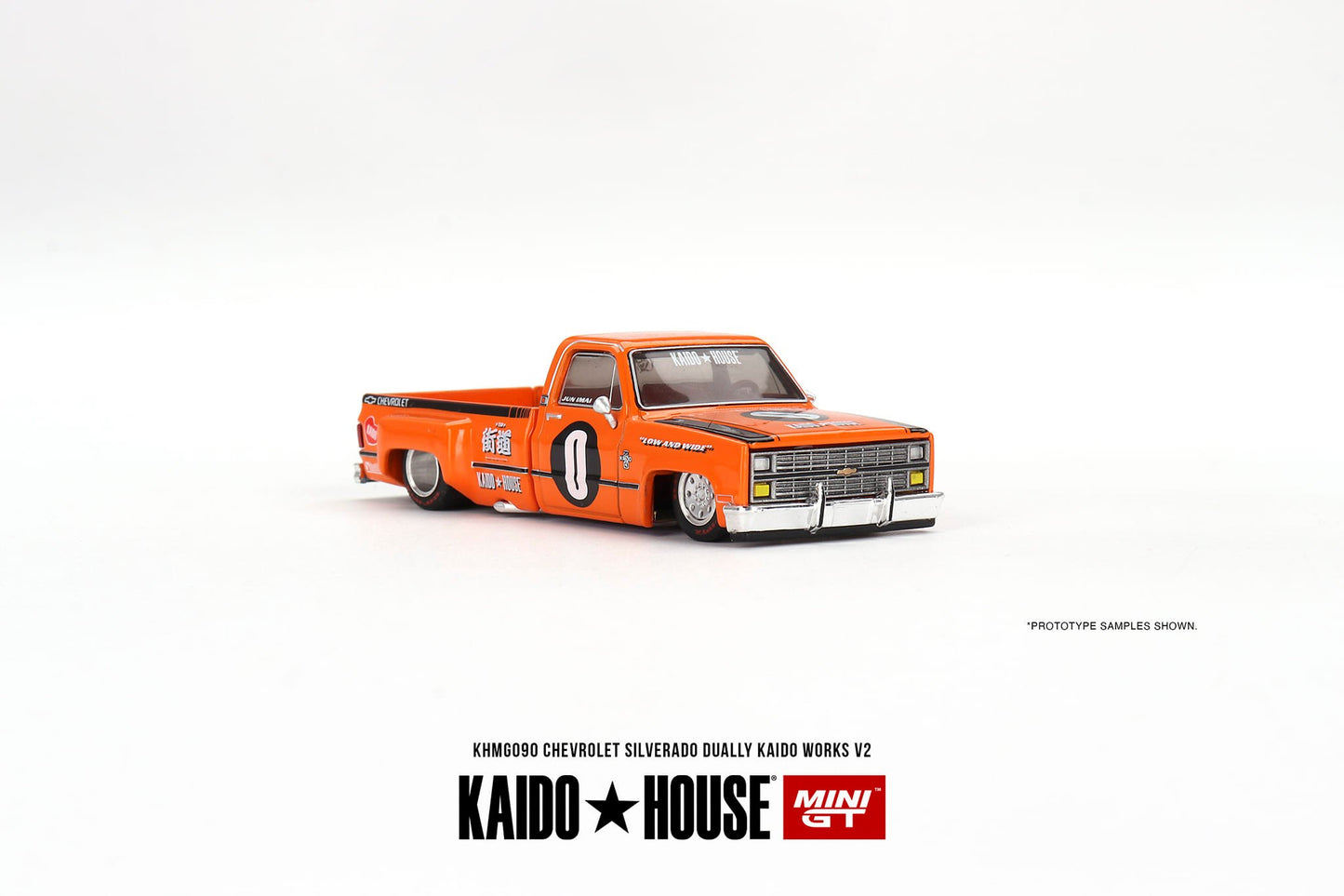 Mini GT x Kaido★House 1/64 Chevrolet Silverado Dually KAIDO WORKS V2 – Orange