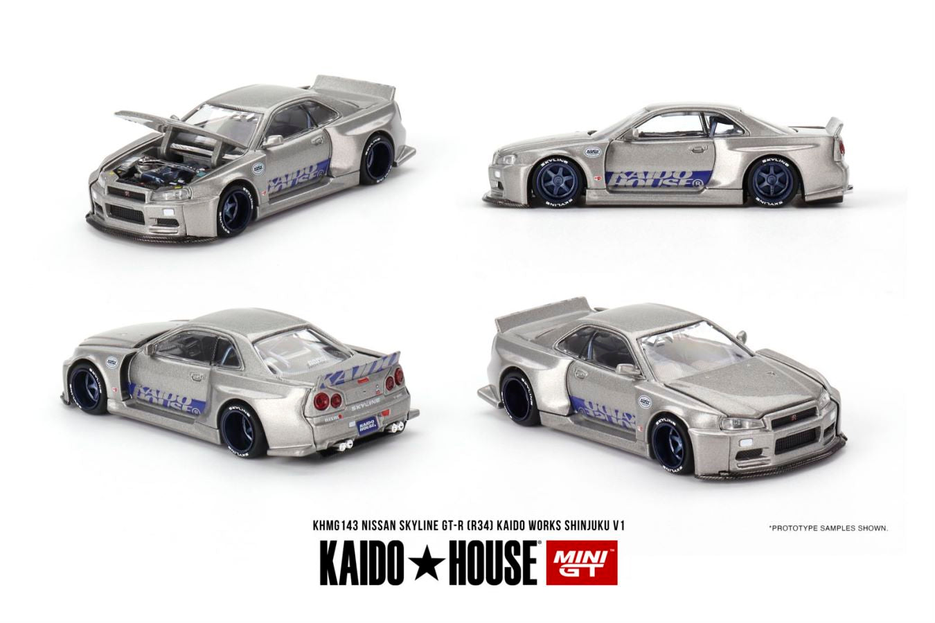 Kaido★House x Mini GT 1/64 Nissan Skyline GT-R (R34) Kaido Works SHINJUKU V1