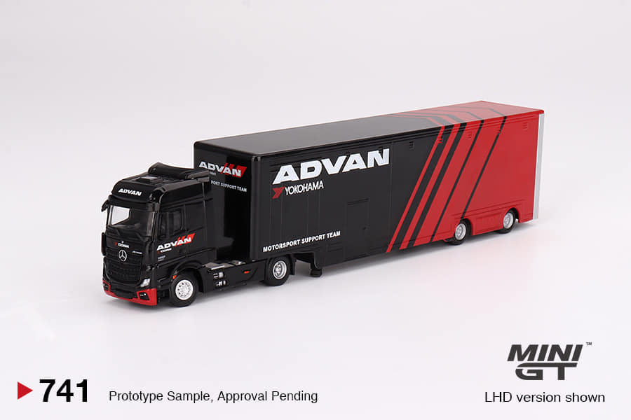 Mini GT 1/64 Mercedes-Benz Actros w/ Racing Transporter “ADVAN”
