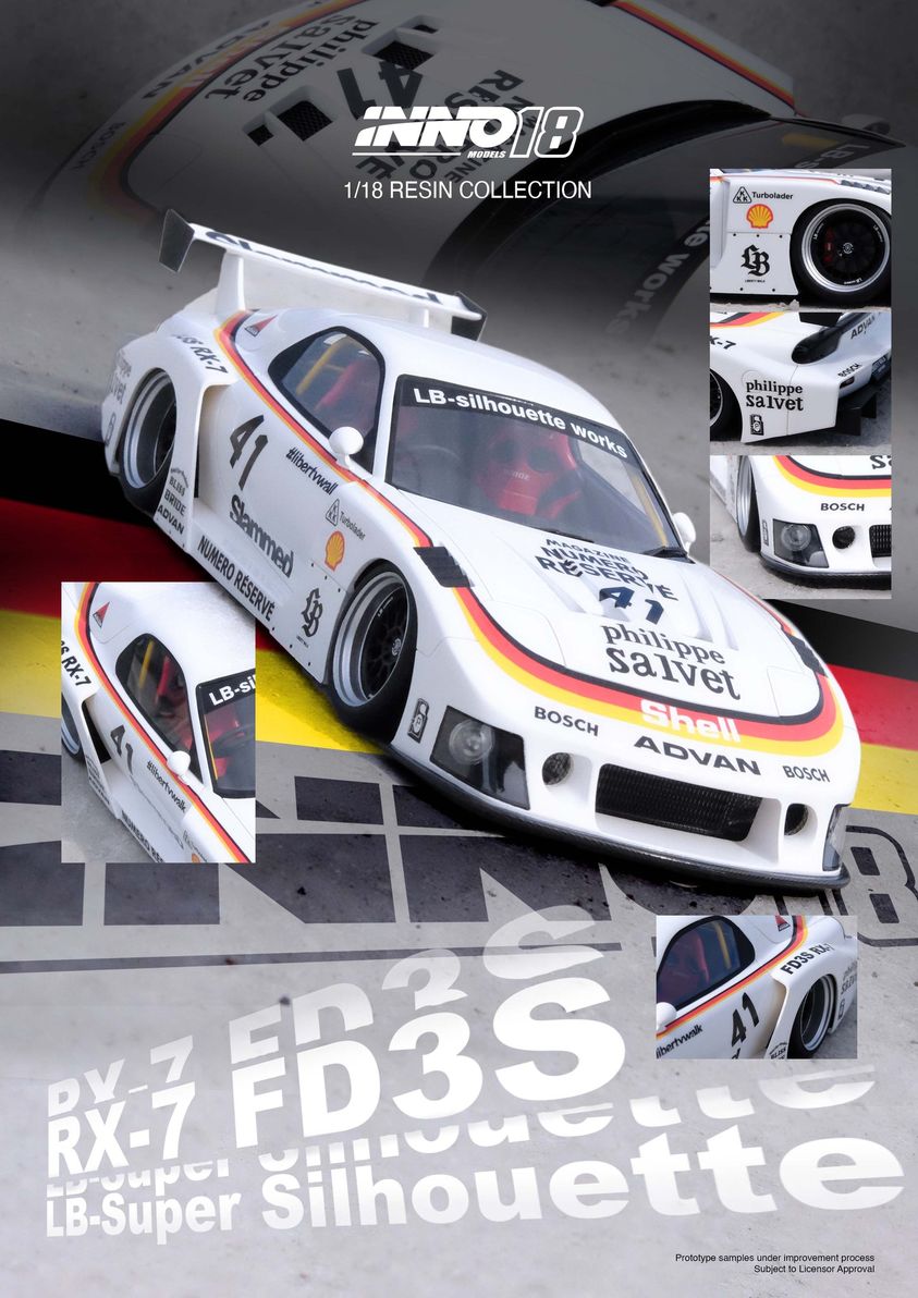 Inno18 1/18 MAZDA RX7 (FD3S) LB-SUPER SILHOUETTE White