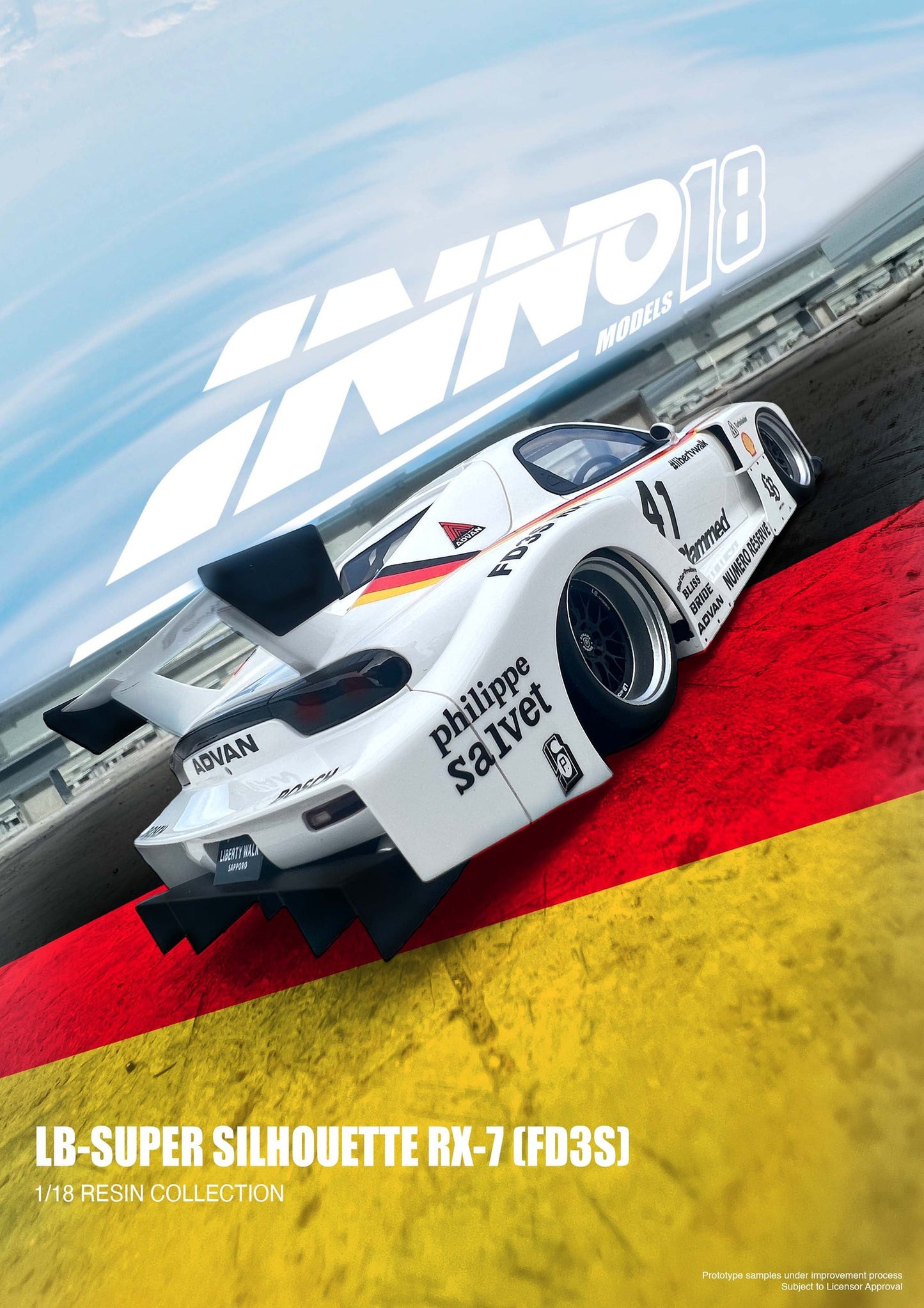 Inno18 1/18 MAZDA RX7 (FD3S) LB-SUPER SILHOUETTE White