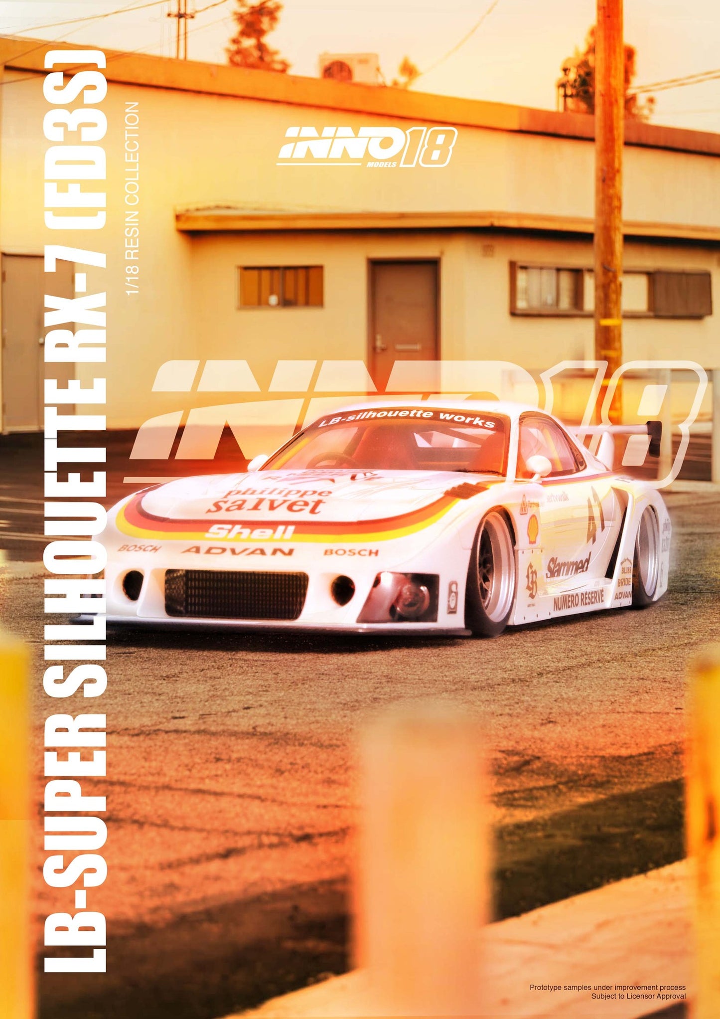 Inno18 1/18 MAZDA RX7 (FD3S) LB-SUPER SILHOUETTE White