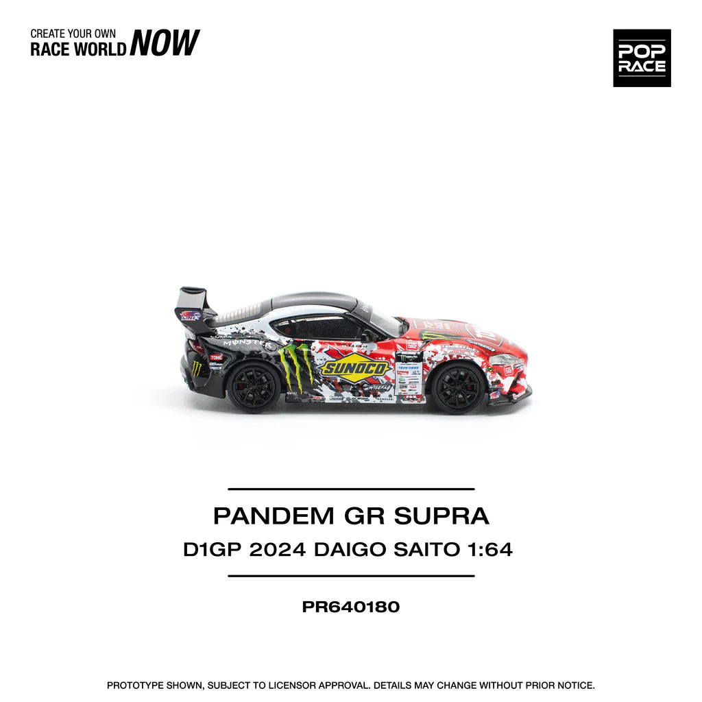 Pop Race 1/64 GR Supra A90 Pandem Rocket Bunny Modified. Sunoco Racing Livery