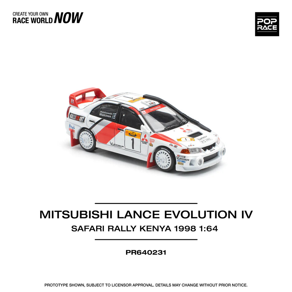 Pop Race 1/64 Lancer Evolution EVO IV Safari Rally Kenya 1998 (PR640231)