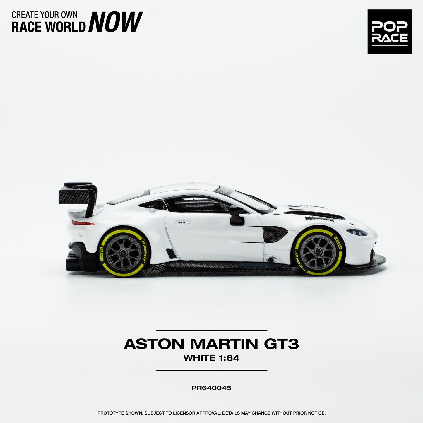 Pop Race 1/64 ASTON MARTIN GT3 WHITE