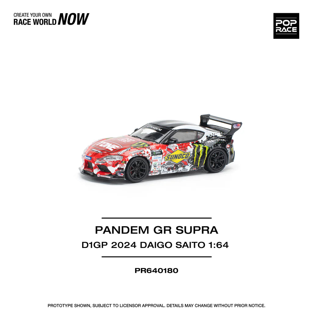 Pop Race 1/64 GR Supra A90 Pandem Rocket Bunny Modified. Sunoco Racing Livery