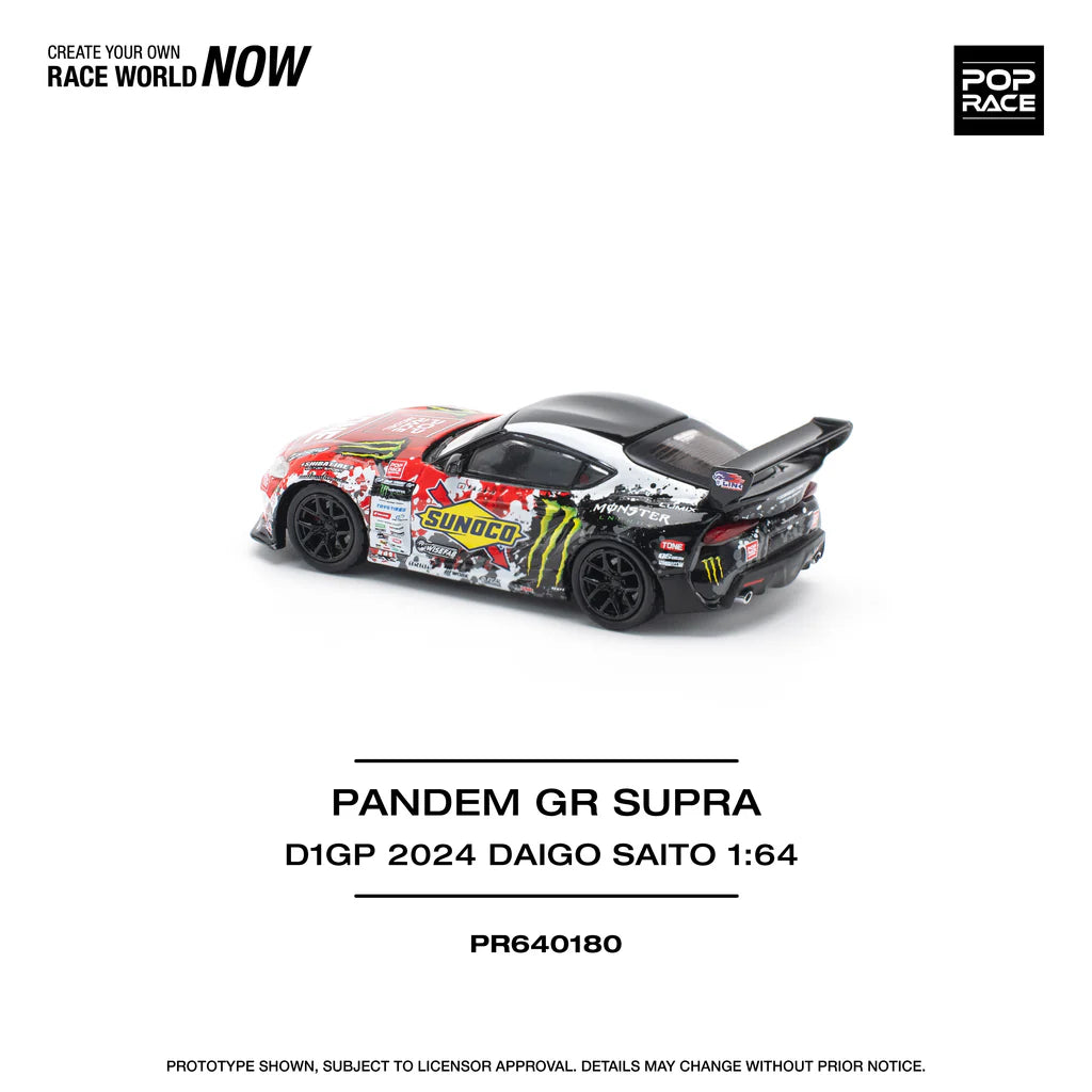 Pop Race 1/64 GR Supra A90 Pandem Rocket Bunny Modified. Sunoco Racing Livery
