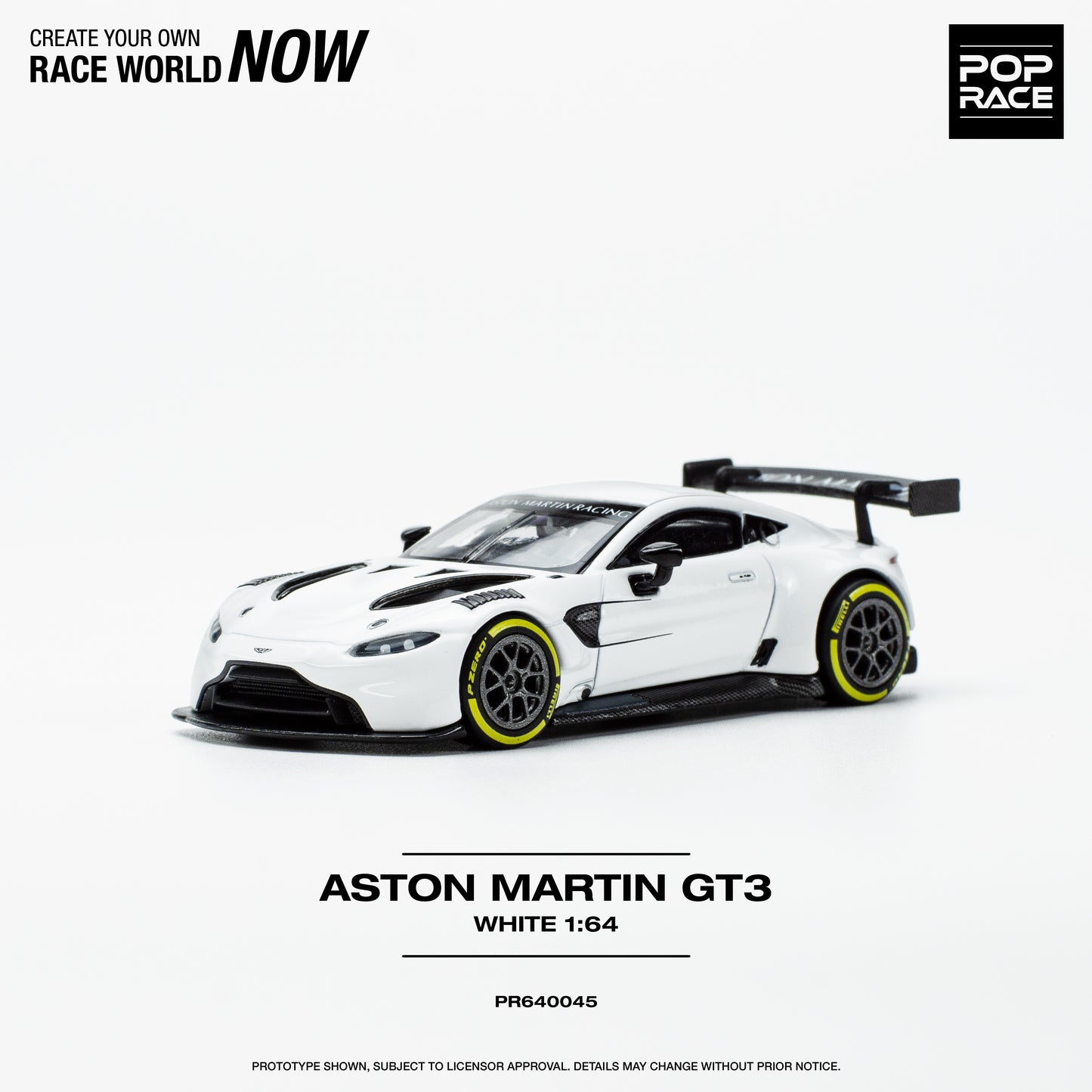 Pop Race 1/64 ASTON MARTIN GT3 WHITE