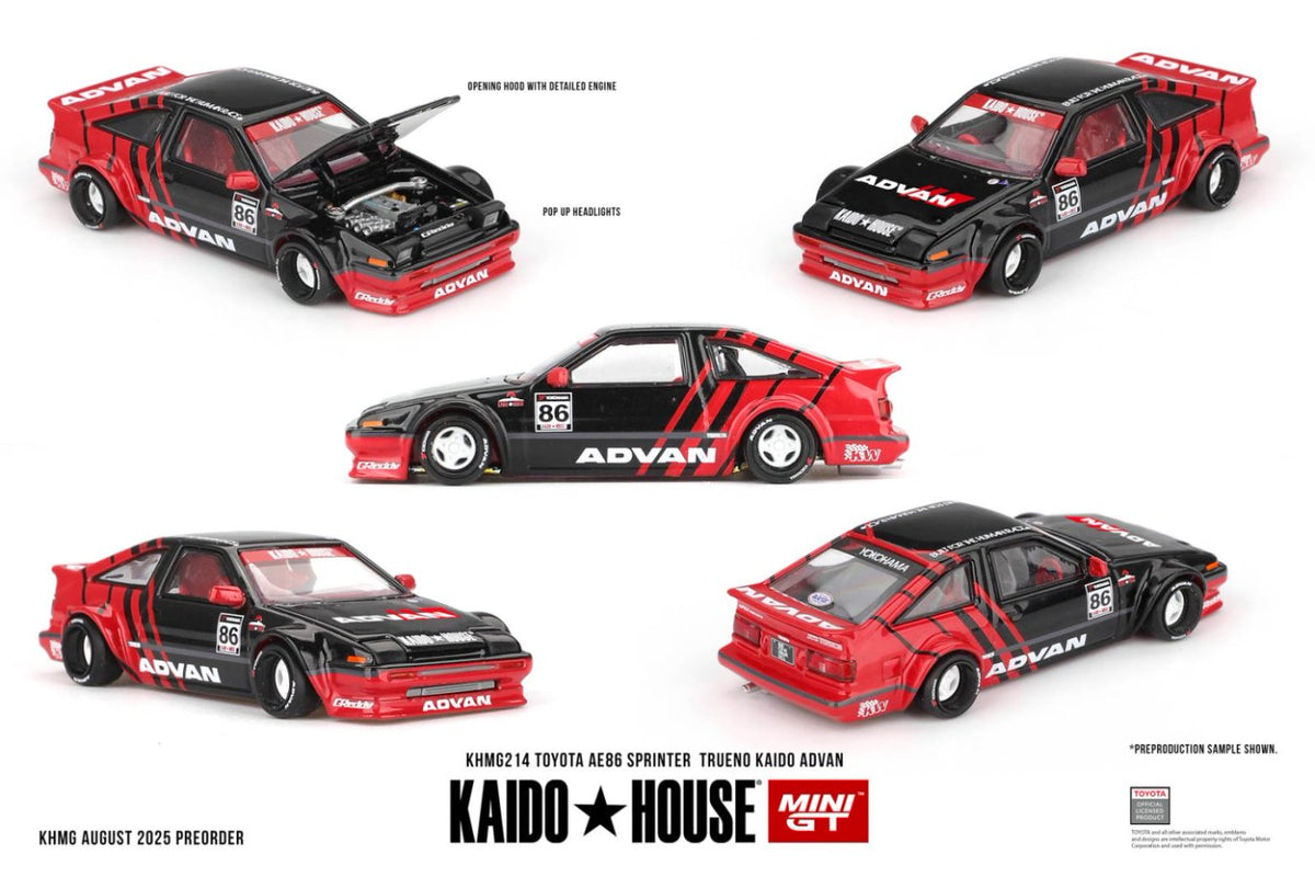 Kaido★House x Mini GT 1/64 Toyota AE86 Sprinter Trueno Kaido ADVAN