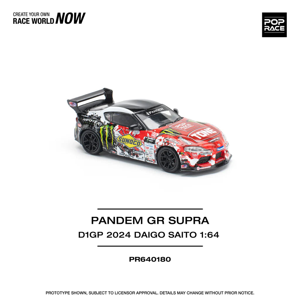 Pop Race 1/64 GR Supra A90 Pandem Rocket Bunny Modified. Sunoco Racing Livery
