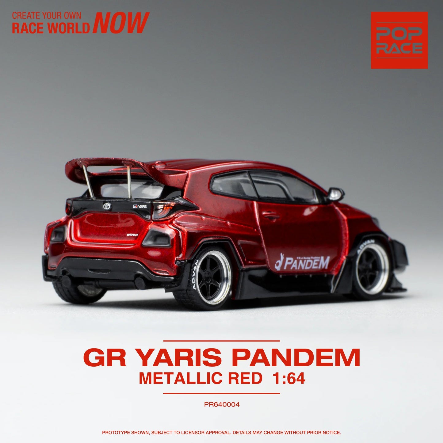 Pop Race 1/64 GR Yaris Pandem Red