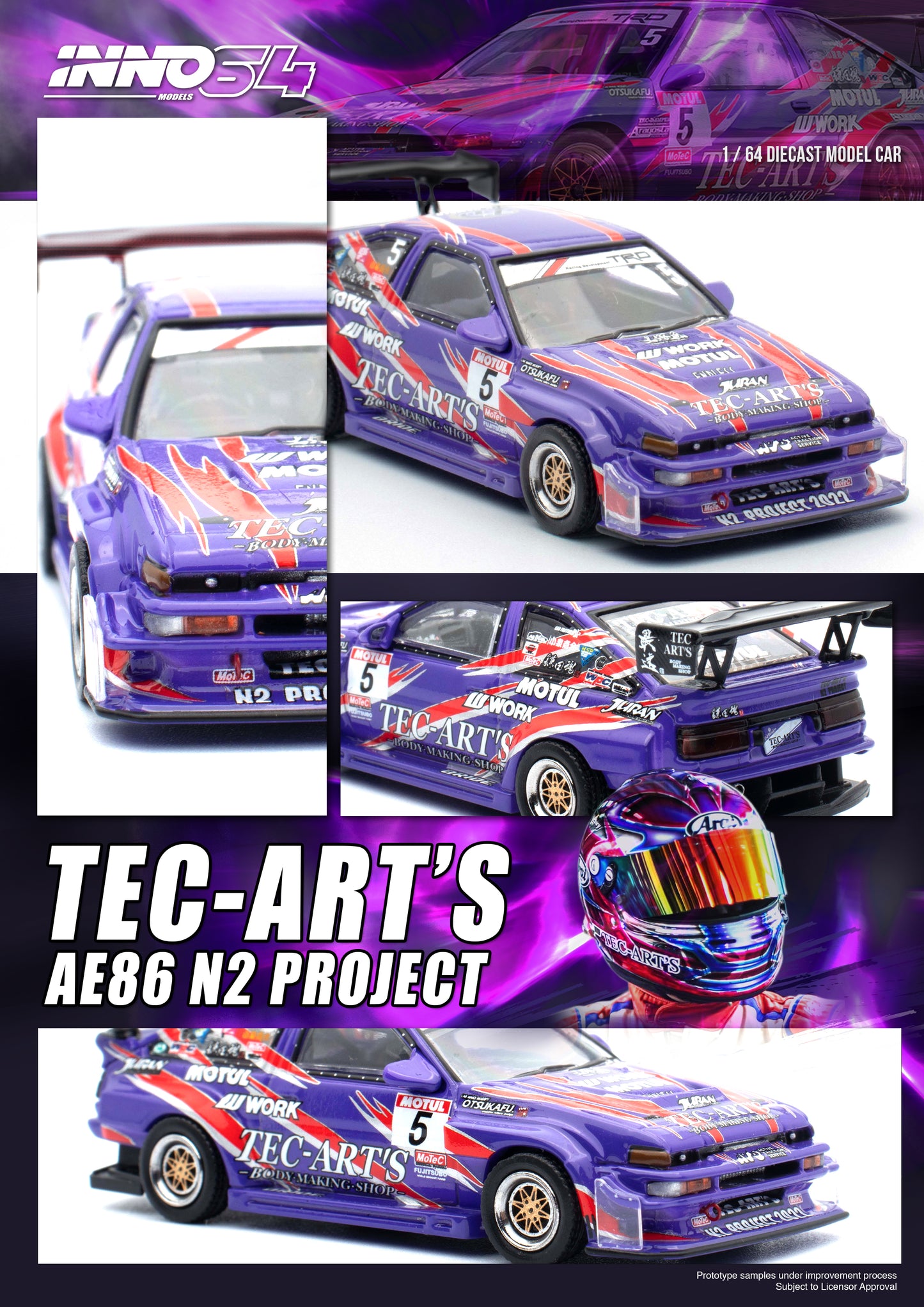 Inno64 1/64 TOYOTA SPRINTER TRUENO AE86 N2 PROJECT BY Tec-Art's