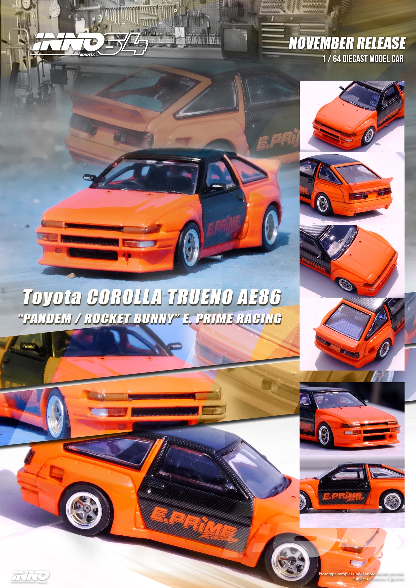 Inno64 1/64 TOYOTA COROLLA TRUENO AE86 "PANDEM / ROCKET BUNNY" E. PRIME RACING