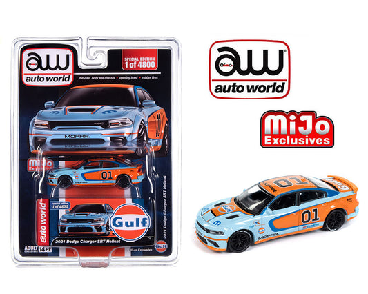 [ETA:  May 2024 ] Auto World 1/64 2021 Dodge Charger SRT Hellcat Custom GULF Livery Limited 4,800 pieces – Mijo Exclusives