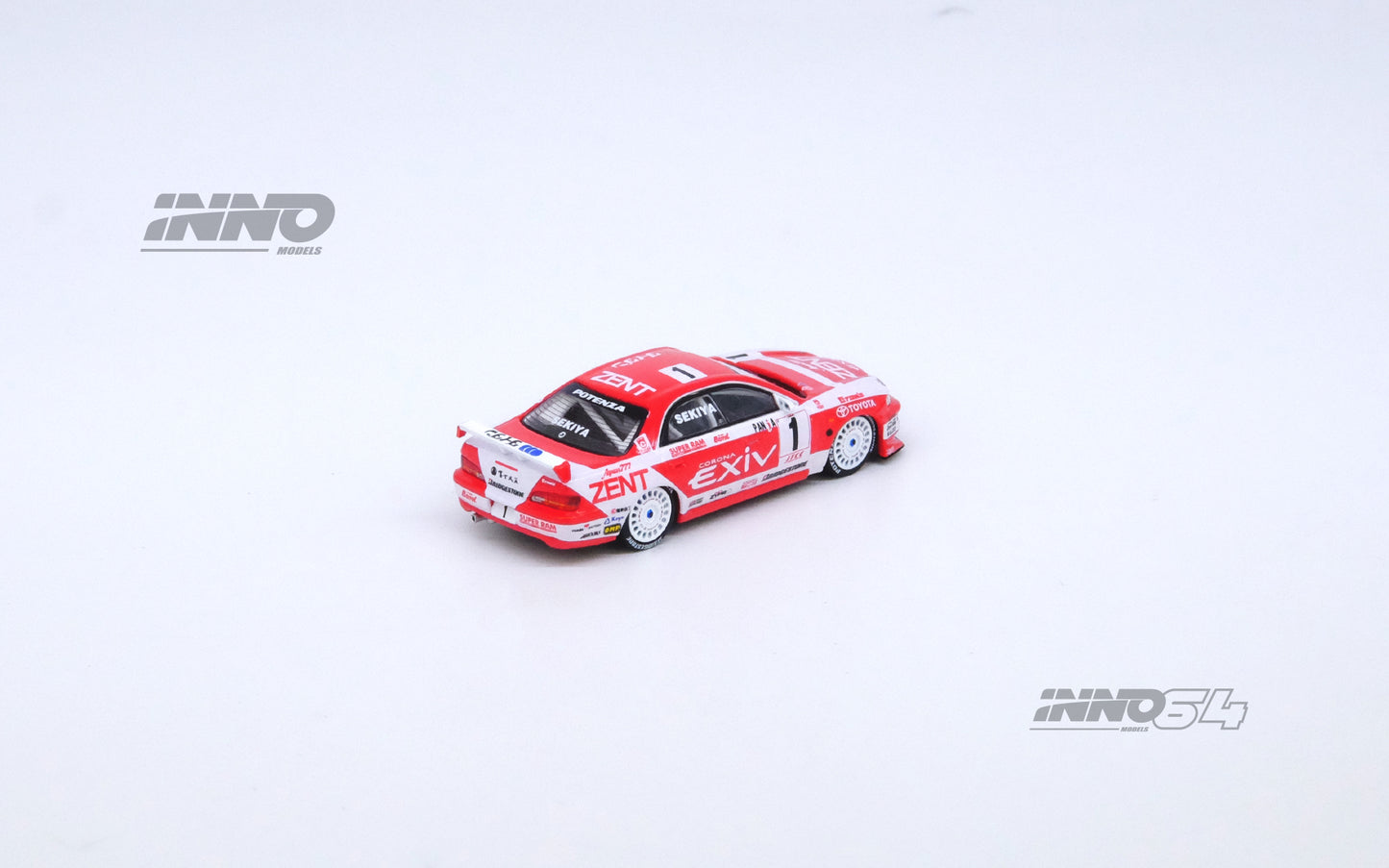 Inno64 1/64 TOYOTA CORONA EXIV #1 "ZENT" & TOYOTA CORONA EXIV #37 "ESSO" JTCC 1995 M. KRUMM Box Set Collection (2 Cars in a Special Hard Display Box)