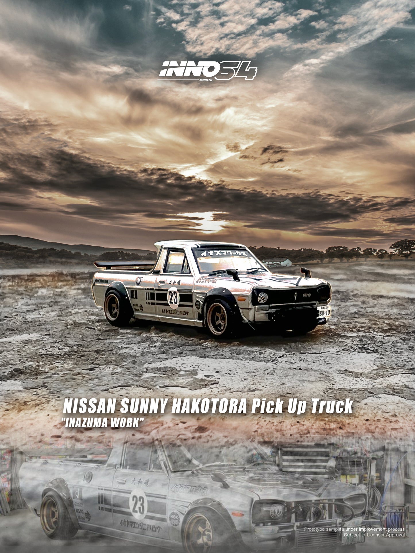 Inno64 1/64 NISSAN SUNNY HAKOTORA Pick Up Truck "INAZUMA WORK"