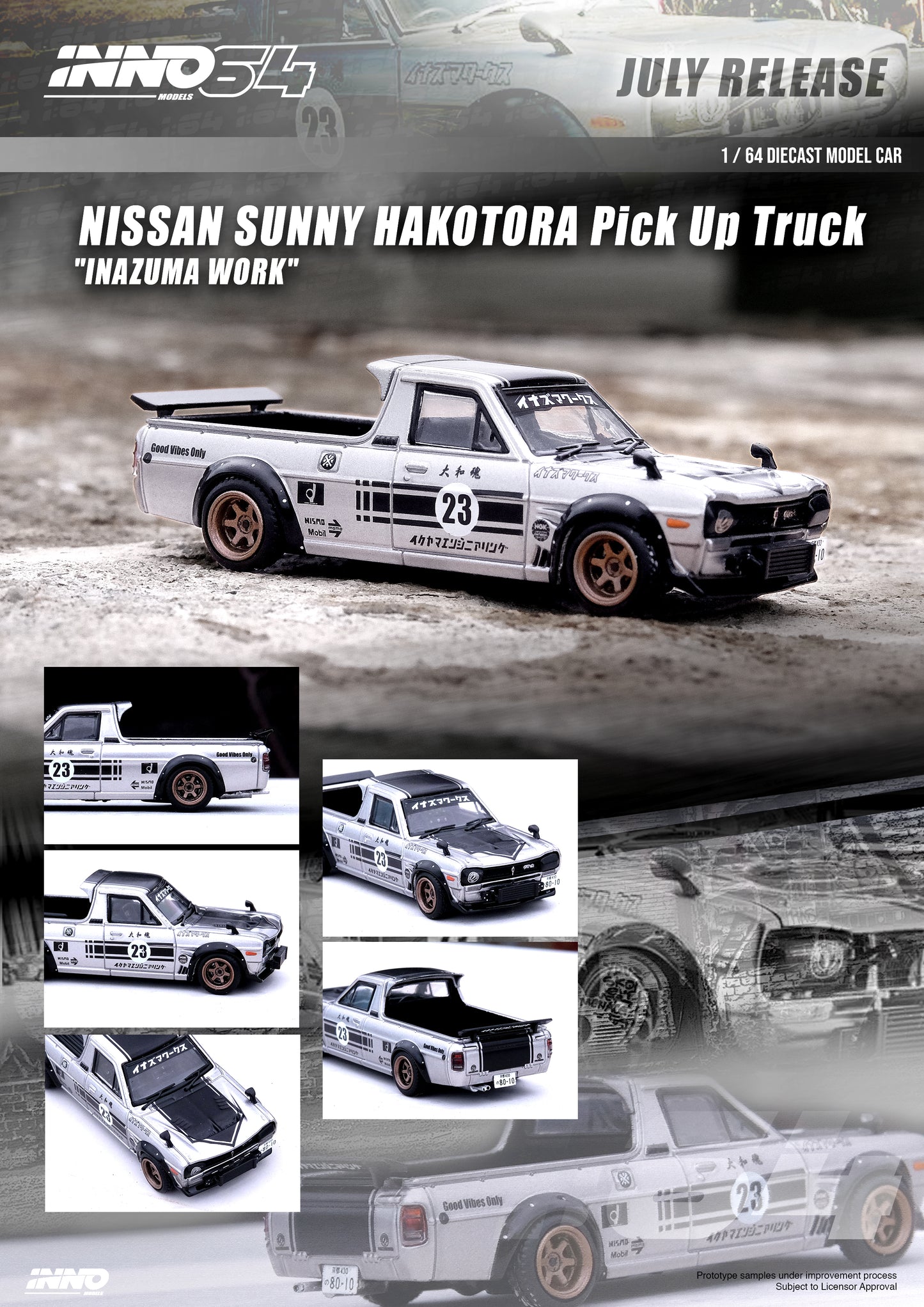 Inno64 1/64 NISSAN SUNNY HAKOTORA Pick Up Truck "INAZUMA WORK"