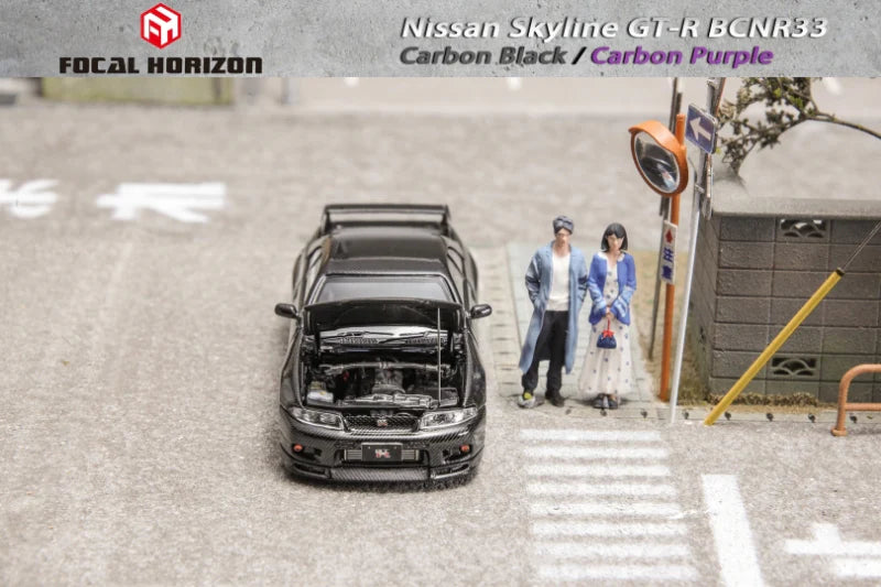 Focal Horizon 1/64 Skyline R33 GT-R BCNR33 Full Carbon - Black/ Purple