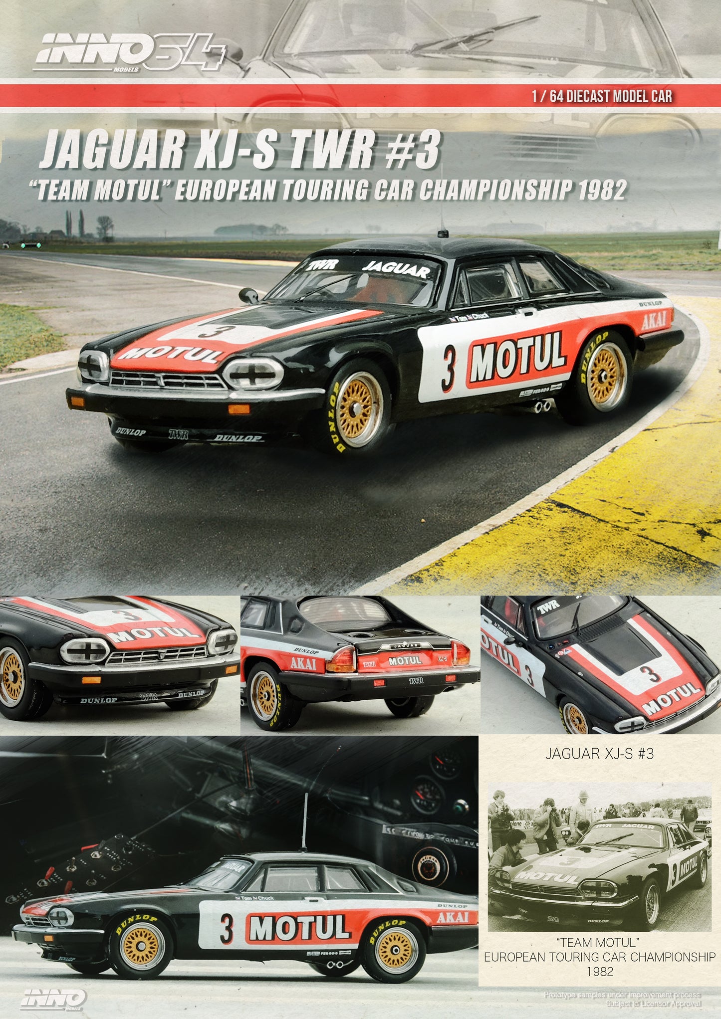 Inno64 1/64 JAGUAR XJ-S TWR #3 "TEAM MOTUL" European Tooling Car Championship 1982 T. Walkinshaw / C. Nicholson