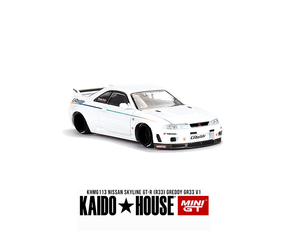 Mini GT x Kaido★House 1/64 Nissan Skyline GT-R (R33) Greddy GR33 V1- White