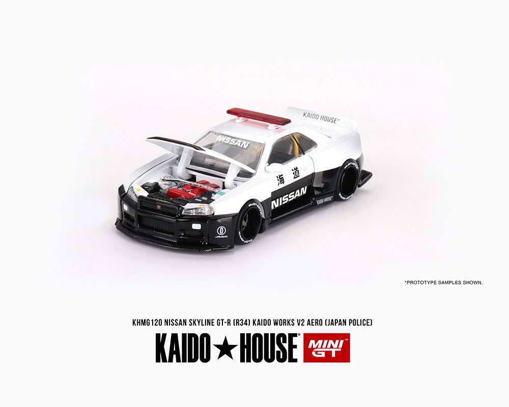 Kaido House x Mini GT 1/64 Nissan Skyline GT-R R34 Kaido Works (V2 Aero) Police