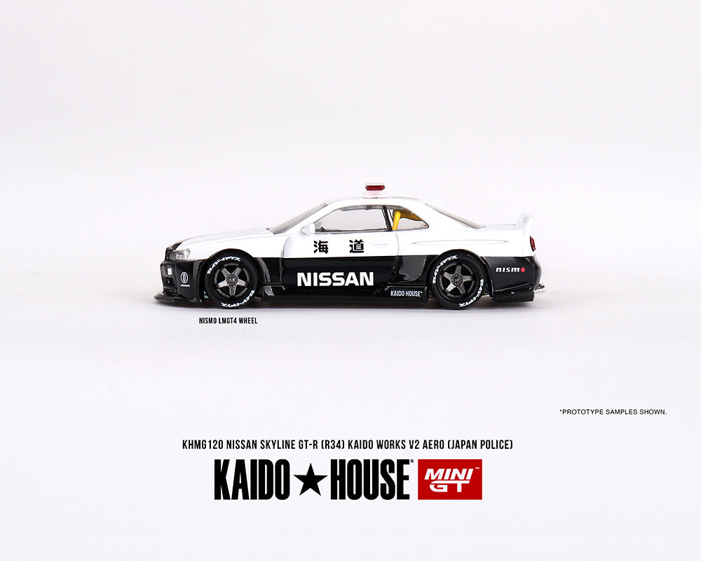 Kaido House x Mini GT 1/64 Nissan Skyline GT-R R34 Kaido Works (V2 Aero) Police