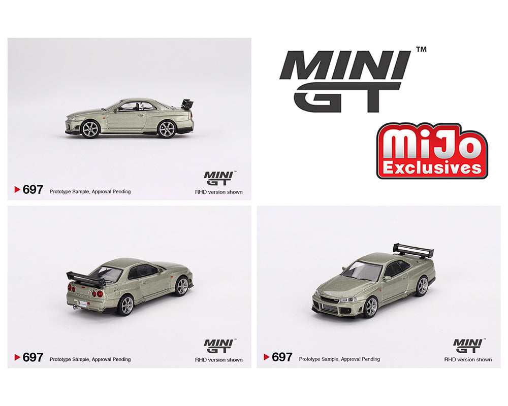 Mini GT 1/64 Nissan Skyline GT-R (R34)Tommykaira R-Z Millenium – Jade ****in clamshell blisters***
