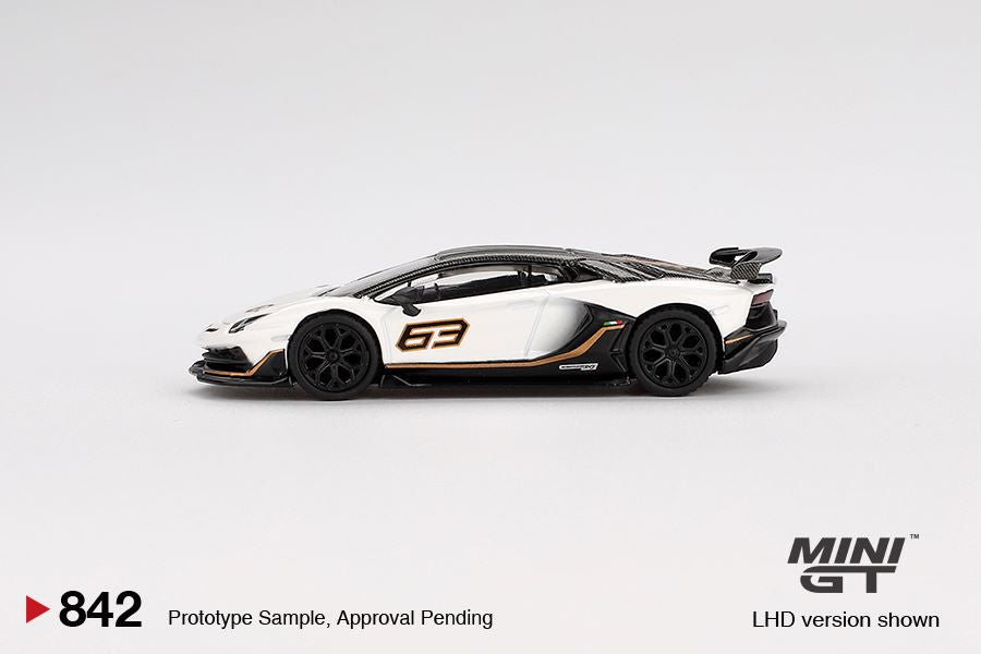 Mini GT 1/64 Lamborghini Aventador SVJ 63 Bianco Asopo