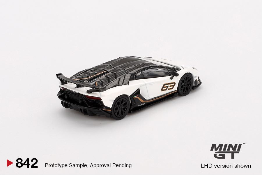 Mini GT 1/64 Lamborghini Aventador SVJ 63 Bianco Asopo