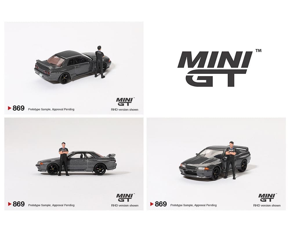 Mini GT 1/64 Nissan Skyline GT-R (R32) Nismo Gunmetal W/ Matsuda Figure Tsugio Matsuda Collection