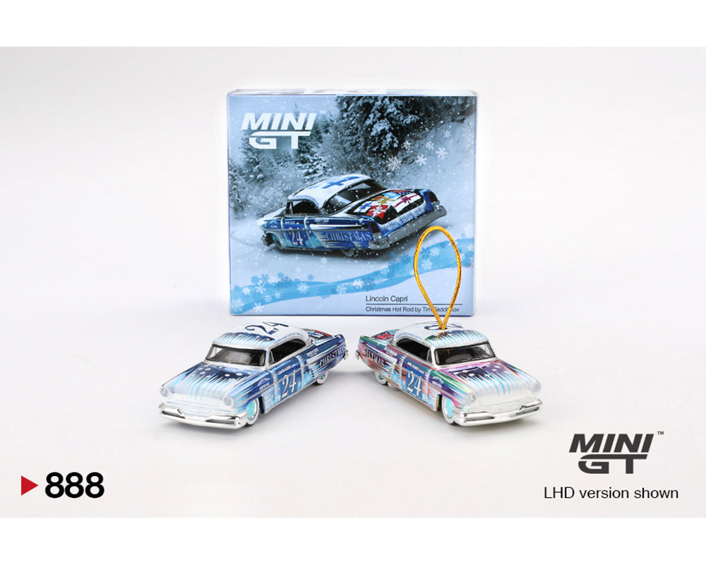 Mini GT 1/64 Lincoln Capri Christmas Hot Rod Set by Tim Sadchikov 2024 Christmas Edition Limited